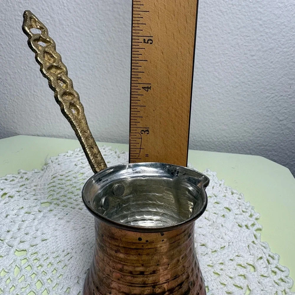 Vintage Copper Turkish Coffee Pot Cezve Ibrik Boho Hammered
